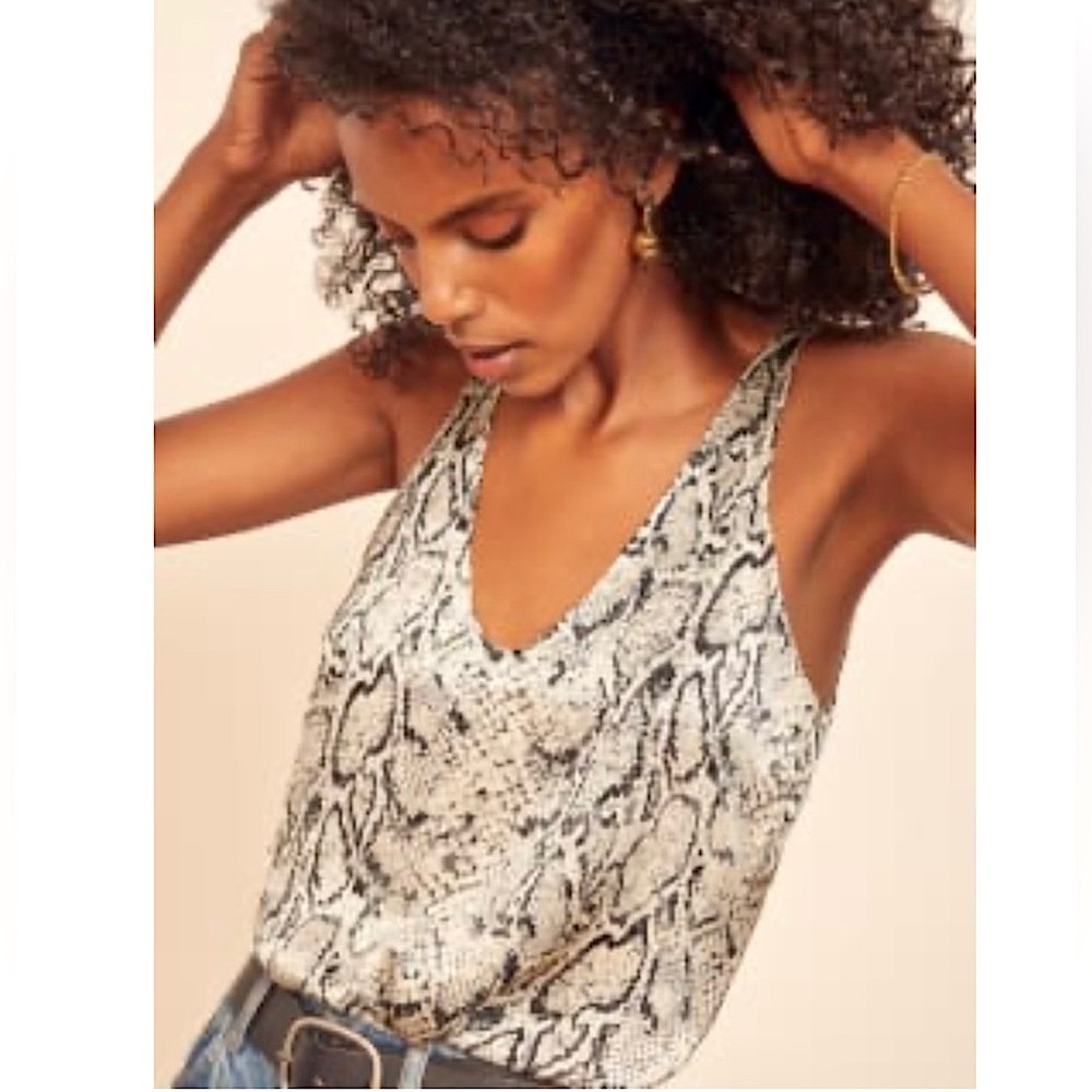 Reformation Kaelyn Top in Rattlesnake Print